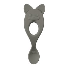 MOTHER-K 鉑金矽膠學習湯匙, 100%安全材質, 可微波/烤箱, 可進洗碗機, 可進冰箱, 可沸水消毒, 狐狸灰, 1支