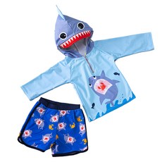 愛北鼻 男童長袖防曬泳衣