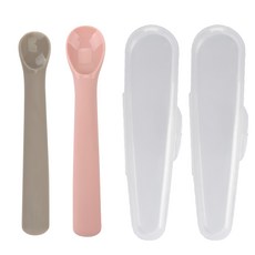 Dailylike BonBon 寶寶副食品湯匙組, 可可色+粉色, 1組