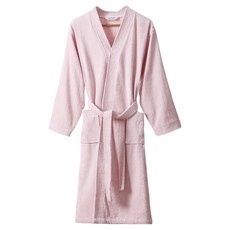 高品質純棉七分袖浴袍 L 淺粉色 五星飯店指定款 親膚柔軟, 1件