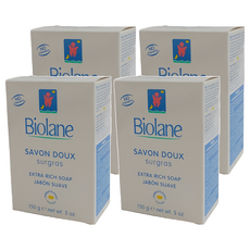 Biolane 法貝兒 嬰兒極品滋潤皂 溫和不刺激 百分百植物清潔皂 強化保濕 含甜杏仁油, 150g, 4盒