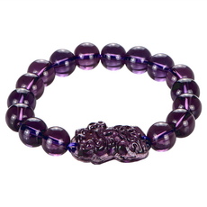 馥瑰馨盛 催旺錢財紫水晶琉璃手鍊, 紫色, 1條