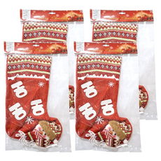 造型聖誕襪 Set, 針織條紋 紅色, 4組