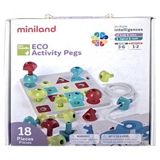 Miniland ECO幾何形數色穿繩組, 18入, 形狀顏色分類, 手眼穿線精細動作, 1組