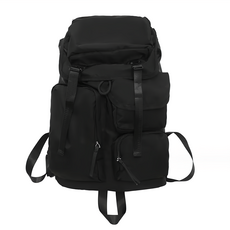 E.City 日系大容量多隔袋腰扣背包 黑色 防潑水尼龍+網布, 60 x 32 x 16cm