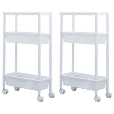 dayneeds 日需百備 日系簡約 隙縫三層推車置物車零件盒細縫櫃 BCF59, 白色, 2個