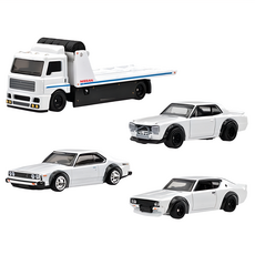 Hot WHeeLs 風火輪 PREMIUM 日產運輸車 收藏4件組 Set, 包括Nissan Skyline 2000GT-R LBWK等, White, 1組