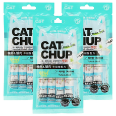 CAT CHUP 貓咪肉泥 鮪魚&蟹肉口味 不含穀物 含牛磺酸, 鮪魚+蟹肉, 56g, 3袋
