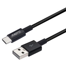 RASTO RX41 Type C 高速QC3.0充電傳輸線雙入組, 1m+2m, 黑色, 1組
