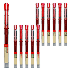 PENROTE 筆樂 915直液式針型鋼珠筆 紅色 書寫流暢不斷墨, 12支