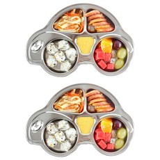 aizoum 汽車造型分隔餐盤 尺寸 290 x 200 x 35 毫米, 290 x 200 x 35mm, 不鏽鋼, 2個