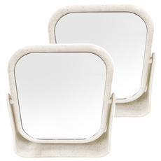 KOUJI叩吉好物 小麥簡約桌面化妝鏡 2入組 18.5*16cm 0.46KG, S01方形