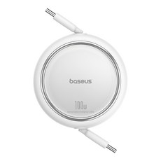 Baseus 倍思 Free2Draw 最新型 Type C 100W 超高速捲盤充電線, 1個, 1m, 月亮白