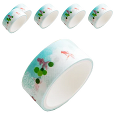 Bentoto House 本朵愛舍 日式和風和紙膠帶 20mm x 5m ,雲中與魚,6個