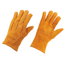 CAPTAIN STAG 鹿牌 戶外軟皮手套，黃色，內襯棉織材質，堅韌牛皮，耐用防燙, L, 1雙