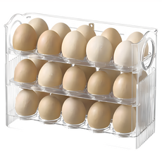 上手家居 高透亮自動翻轉雞蛋收納盒, 升級高硬度 旋轉雞蛋盒, 275 x 215 x 115mm, 冰透白, 1個
