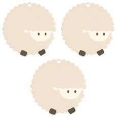 小麥購物 G809 卡通矽膠隔熱墊 大, 灰白羊, 3個