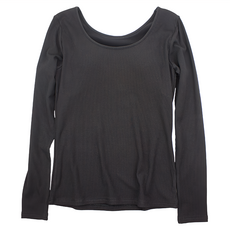 BRA 長袖T恤 95%莫代爾纖維+5%彈性纖維, M, 黑色