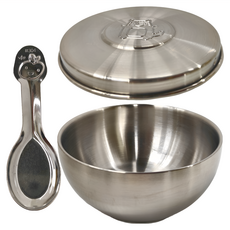 可愛萌寶三兄弟304不鏽鋼雙層隔熱兒童碗，含蓋子和湯匙, 碗 3個 + 蓋子 3個 + 湯匙 3支, 1組, 不鏽鋼