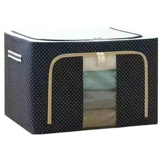 小麥購物 大容量防潑水牛津布雙門單視窗衣物鐵架收納箱 66L, 藍點, 1個