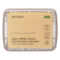 MOTHER-K 嬰幼兒雙頭棉花棒 320支, 100%純棉, 柔軟親膚, 1盒