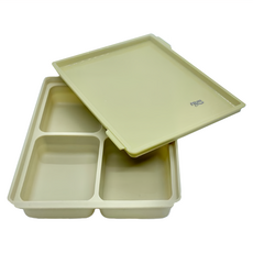 tgm 馬卡龍白金矽膠副食品4格分裝盒 (橄欖綠), 70ml 每格, 280ml, 1個