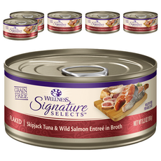 WELLNESS 寵物健康 貓用 SS 名廚特選主食罐, 鮮鮪魚片 + 野生鮭魚, 150g, 6罐