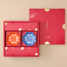 Mao's樂陶陶花見祝福顯影醬油碟雙入禮盒組 11 x 2.5cm 100g, 橘臺藍灣, 1組