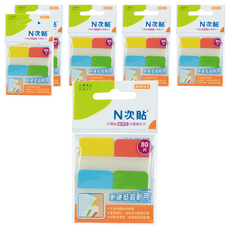 N次貼 耐用型色塊分類索引片 (黃+紅+藍+綠) 索引標籤 重複黏貼 文件分類, 38 x 25mm, 80張, 6包