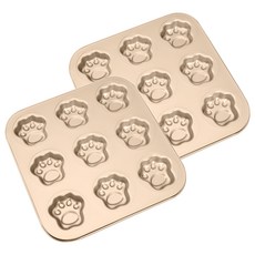 9格貓爪不沾烤盤 金色, 2個