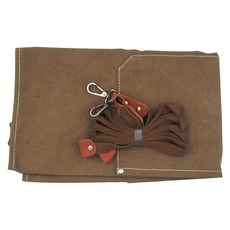 日式職人工作圍裙 棉織帆布+皮革 尺寸68x76cm, 駝色, 1個