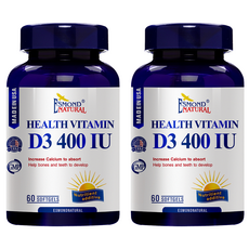 ESMOND NATURAL 愛司盟 維生素D3 400 IU軟膠囊, 60顆/瓶, 幫助鈣質吸收, 幫助骨骼與牙齒的生長發育, 56g, 2罐