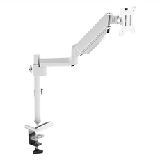 Ermutek 二木科技 鋁合金立柱式桌上型17-32吋氣壓式電腦螢幕支架 DM-028-S 鋁合金結構 360度橫豎螢幕切換 人體工學設計, 白色, 1個