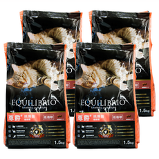 EQUILIBRIO 挑嘴貓 機能天然糧 成貓 鮭魚口味, 1.5kg, 4袋