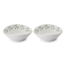 Portmeirion Sophie Conran 槲寄生麥片碗, 白+綠, 2個