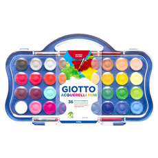 GIOTTO 水彩粉餅mini版 36色, 色度飽和, 渲染效果佳, 超強遮蓋力, 附高品質筆刷, 透明蓋可當調色盤, 1盒