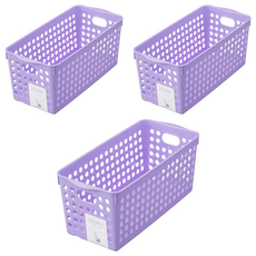inomata Stock 細長型收納籃, 淺紫色, 3個