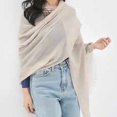 KissDiamond 韓系INS素面棉麻圍巾 #5 卡其, 195 x 95cm, 1件