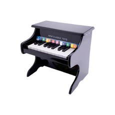 New Classic Toys 幼兒 18鍵鋼琴玩具, 荷蘭木玩品牌, 天然木材與無毒塗料, 精緻擬真呈現學習生活知識與應用, 沉穩黑, 1組