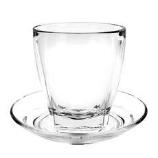 Ocean 可啡新拿鐵咖啡杯盤組 杯子 6個 + 盤子 6個 280ml, 透明色, 6組