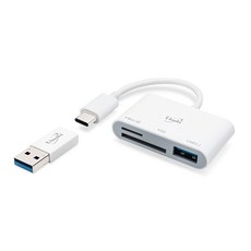 E-books T49 Type-C 三合一讀卡機 USB3.2 HUB, 台灣晶片製造, 支援5Gbps傳輸速度, 1個