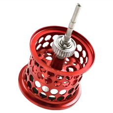 JOSES 外銷韓國 小烏龜 不鏽鋼軸 鋁合金 微拋改裝線杯 淺線杯 Abu BMAX MAX 4 X STX PMAX 4, 消光紅, 1個