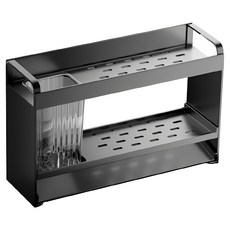 菓拉小舖 廚房水槽雙層瀝水架, 1個, 灰色