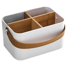 Bebehome 居家生活 多功能收納神器 桌面收納盒, 白色 + 咖啡色, 1層