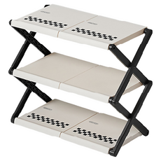 收納部屋 奶油風摺疊鞋架 小號 3層 奶油色 - 簡約風格 收納 穩固耐用, 1個