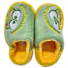 大眼蛙 卡通造型柔軟毛絨防滑厚底保暖包頭室內親子拖鞋, 36~37