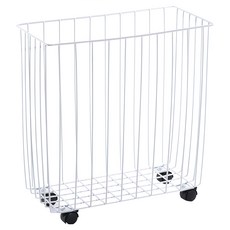 Life+ 日式極簡 多功能鐵藝夾縫洗衣收納籃/收納推車/衣物收納架, 消光白, 1層