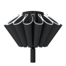 強韌級抗風雨32骨晴雨傘 曜石黑 雙骨加固 玻璃纖維 黑膠塗層防水布 展開105cmX64cm 收折6cmX32cm