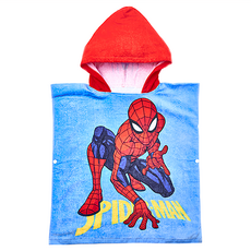 ONEDER 旺達棉品 蜘蛛人系列兒童款連帽浴巾 100%棉, 頭部35 x 32cm + 身長60 x 120cm, 蜘蛛人