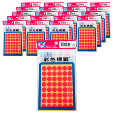 華麗牌 彩色螢光標籤 WL-203R 12mm 8640張, 紅色, 1盒